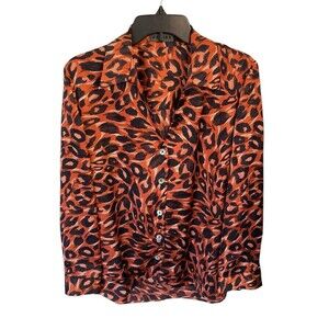 Hagara Button Up Blouse Animal Print See Measurements For Sizing Israel Designer